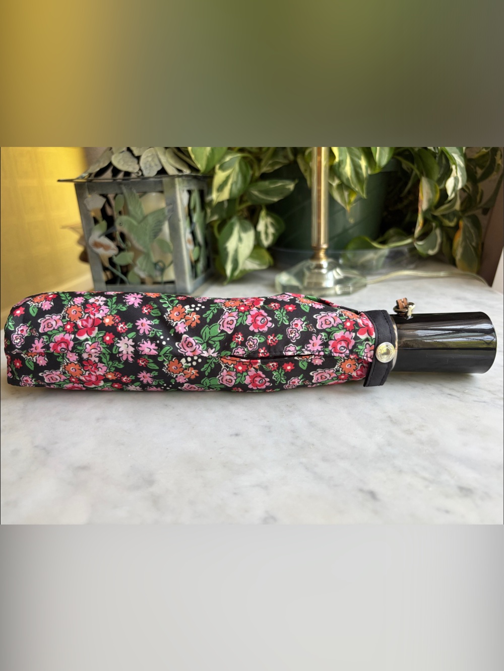 Coach Automatic Floral Umbrella with Wrist Strap - Picture 2 of 3